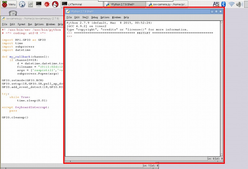 s-01-10 Python shell画面プログラム実行状況Ctrl＋Cで終了